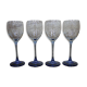 4 Luminarc red wine glasses with blue stem Azur France