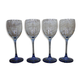 4 verres à vin rouge Luminarc à pied bleu Azur France