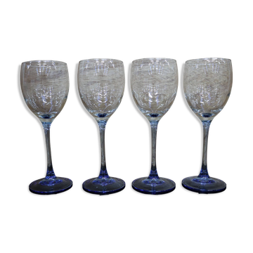 4 verres à vin rouge Luminarc à pied bleu Azur France