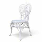 Peacock heart chair, white rattan, 1970s