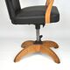 Antique black leather and oak desk chair 1900s, Sweden