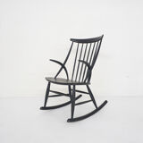 Rocking-chair en bois noir par Illum Wikkelso pour Niels Eilersen modèle IW3, Danemark 1958