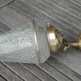 Art Deco style glass and brass pendant from the 20s/30s in water green color
