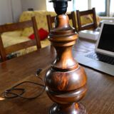 Vintage 60s turned wooden lamp