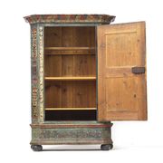 Antique Rustic Farmhouse Folk Art Painted Bridal Cabinet 1842
