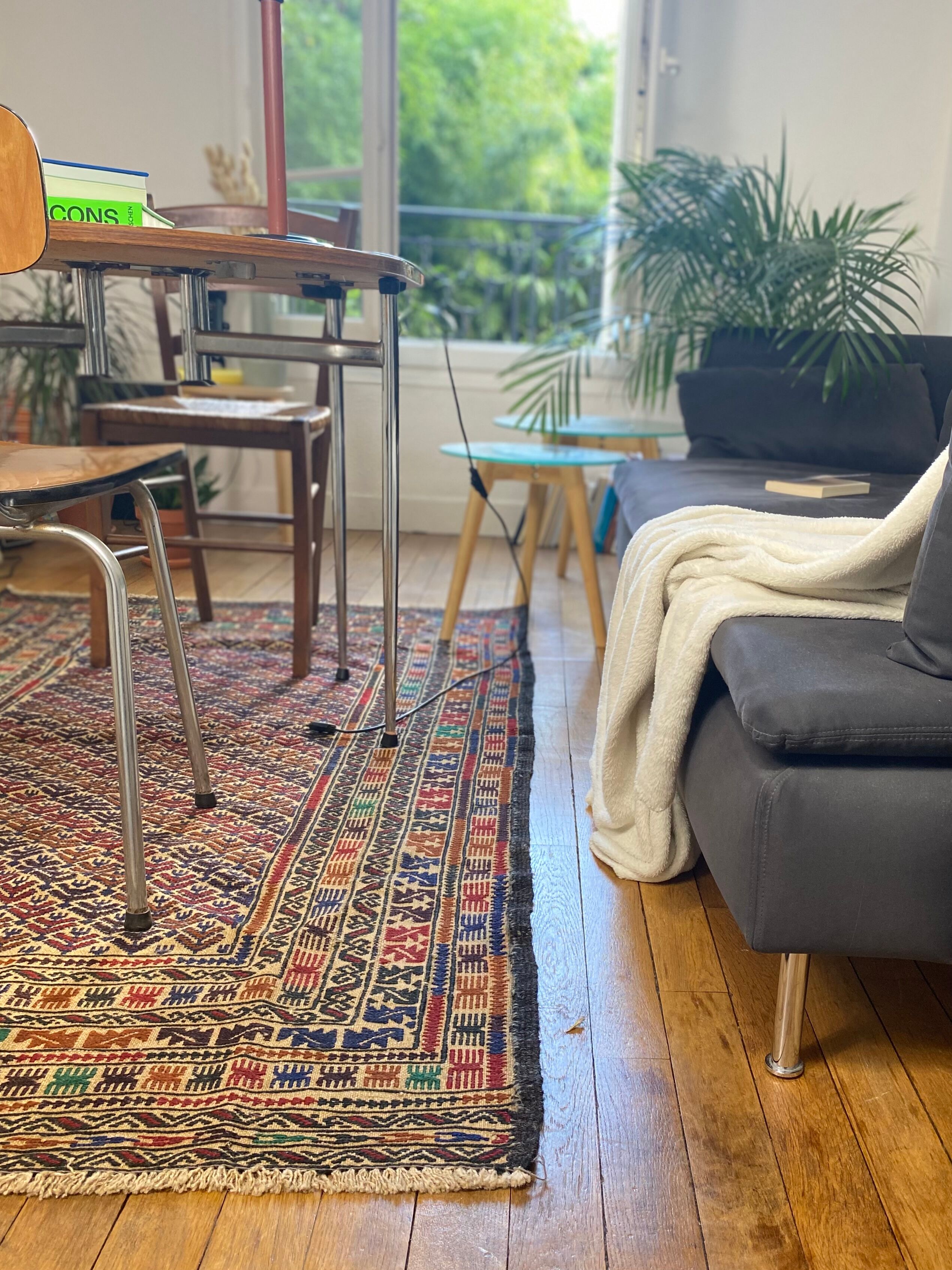 Ethnic Afghan kilim in handmade wool 200x118 cm