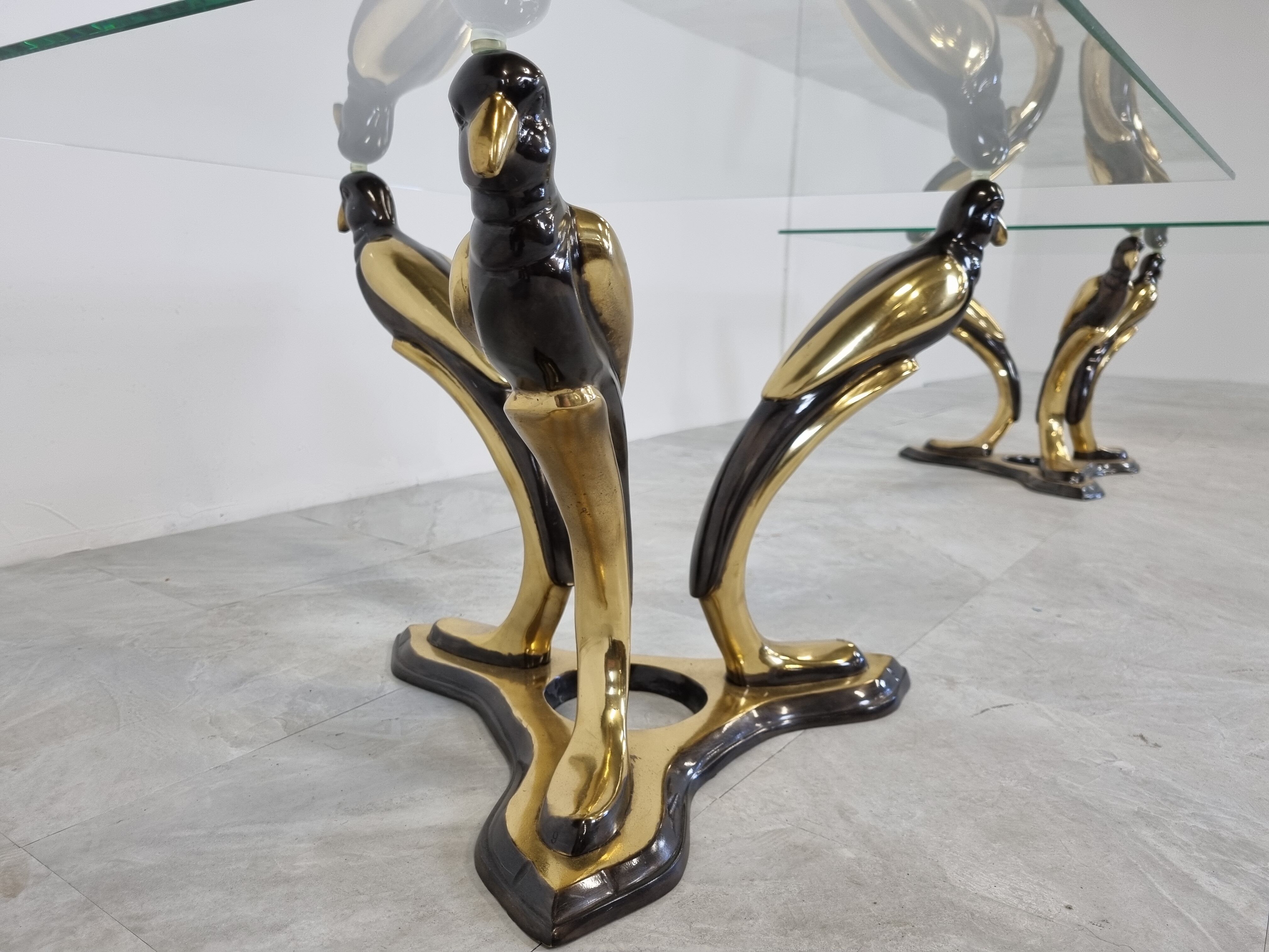 Pair of brass bird coffee tables, 1970s