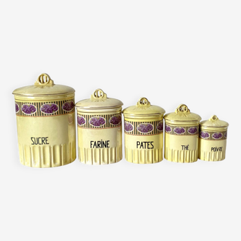 Série de pots à épicés décor violettes