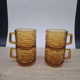 Set of 4 Vereco amber glass cups