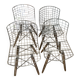 Set of 4 vintage Wire chairs in metal and wood