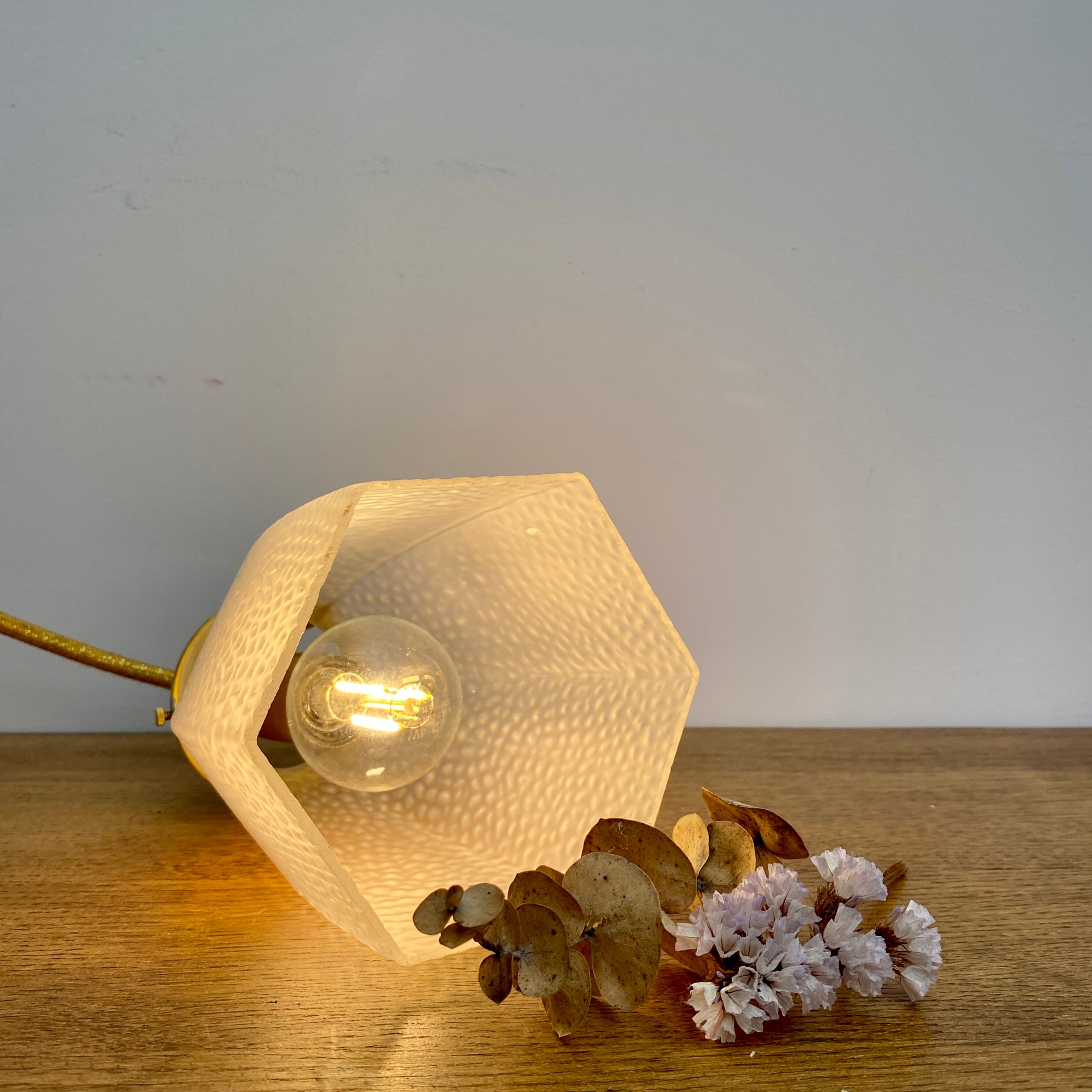 Vintage tulip walker in frosted glass