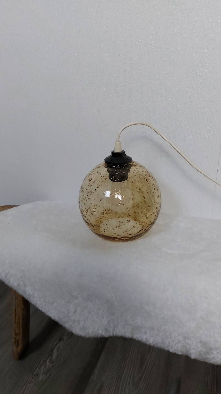 Duo amber glass globes 70s