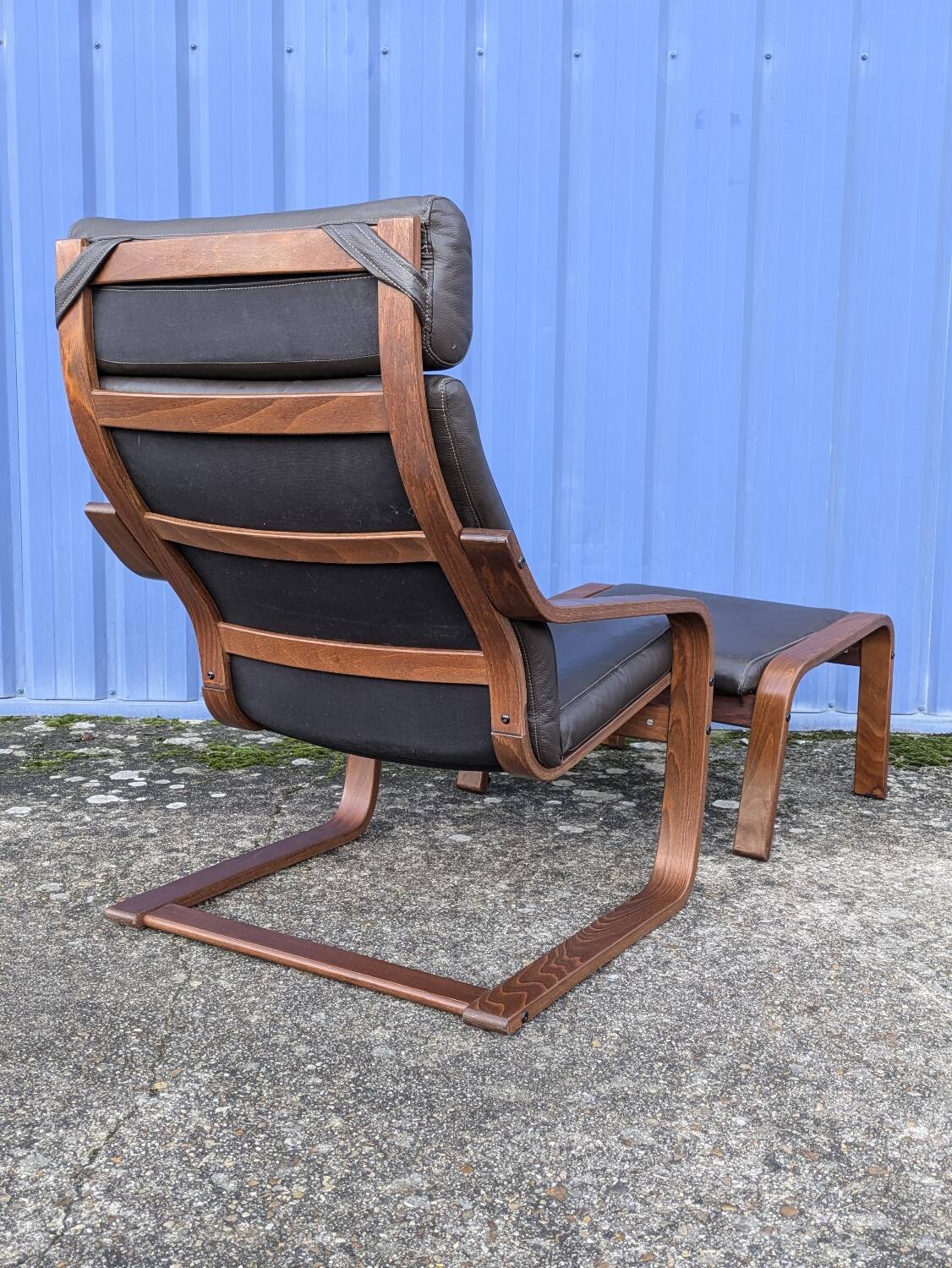 Ikea Vintage "Poang" Leather Relaxation Lounge Chair Brown
