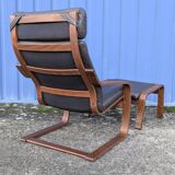 Ikea Vintage "Poang" Leather Relaxation Lounge Chair Brown