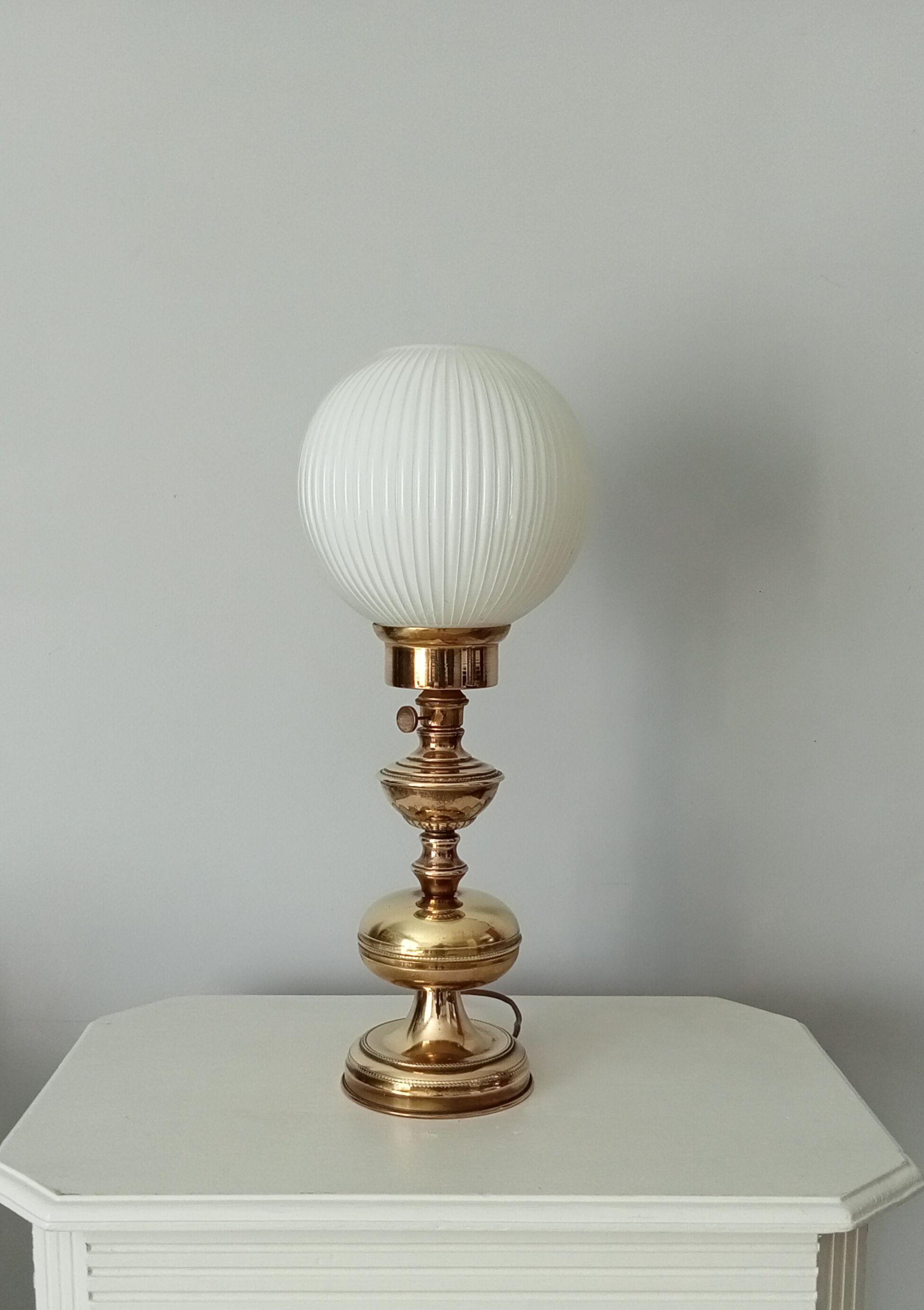 Vintage brass and opaline living room lamp
