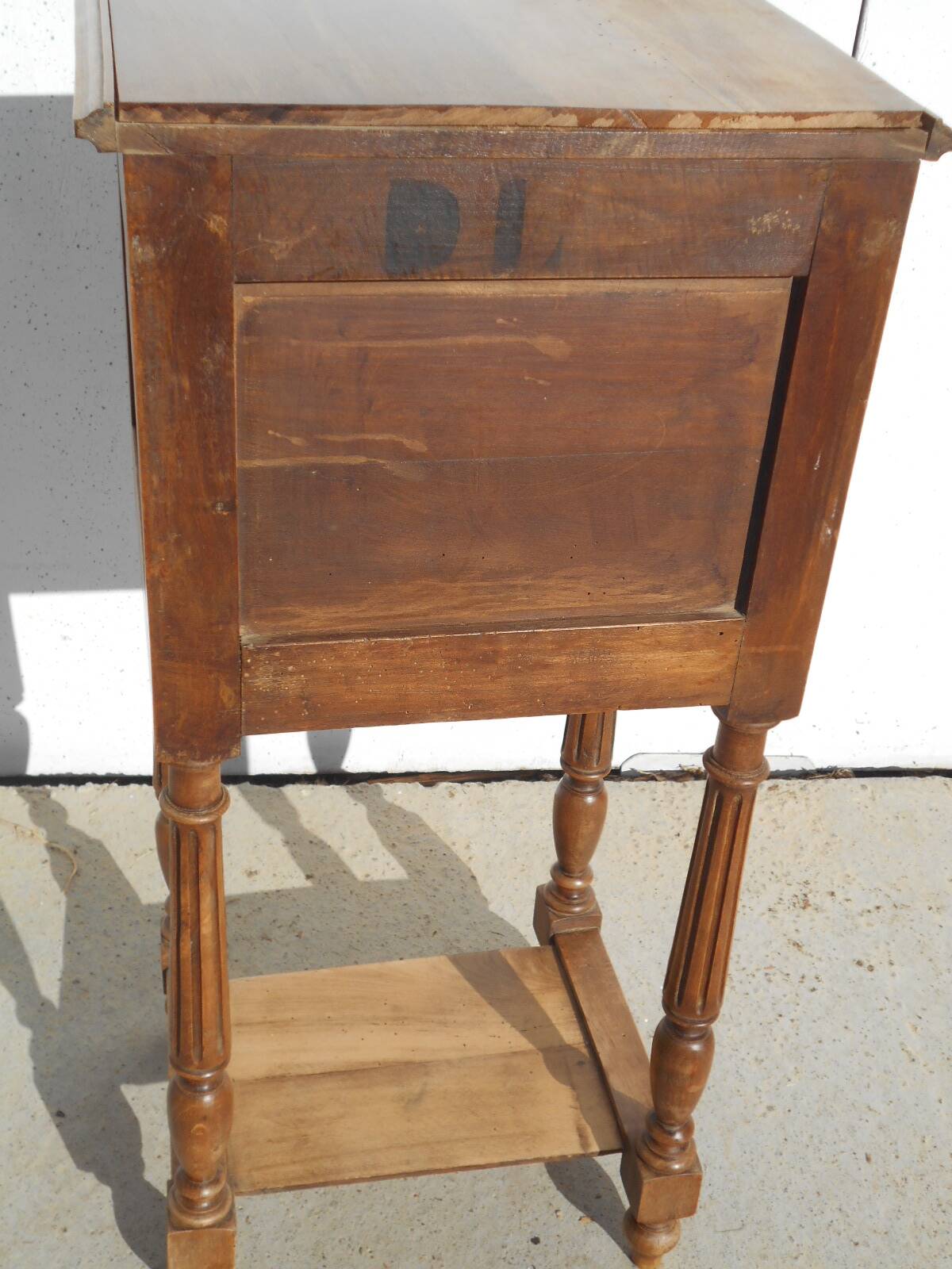 Antique bedside table, made of solid walnut.