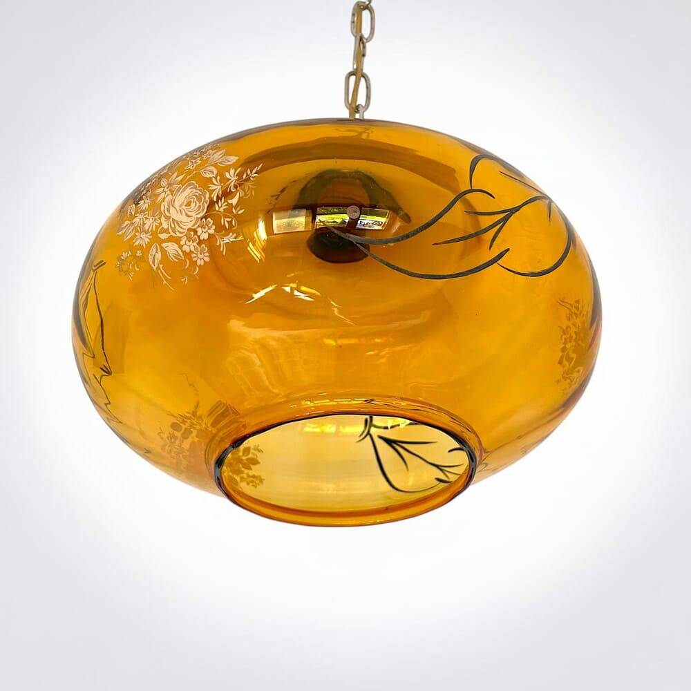 Vintage amber glass romantic hanging light