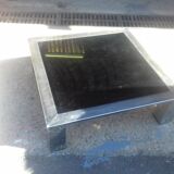 Coffee table square in chromed steel and mirror blue around 1970