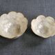 2 flower-shaped cups in mother-of-pearl and brass, 70s-80s