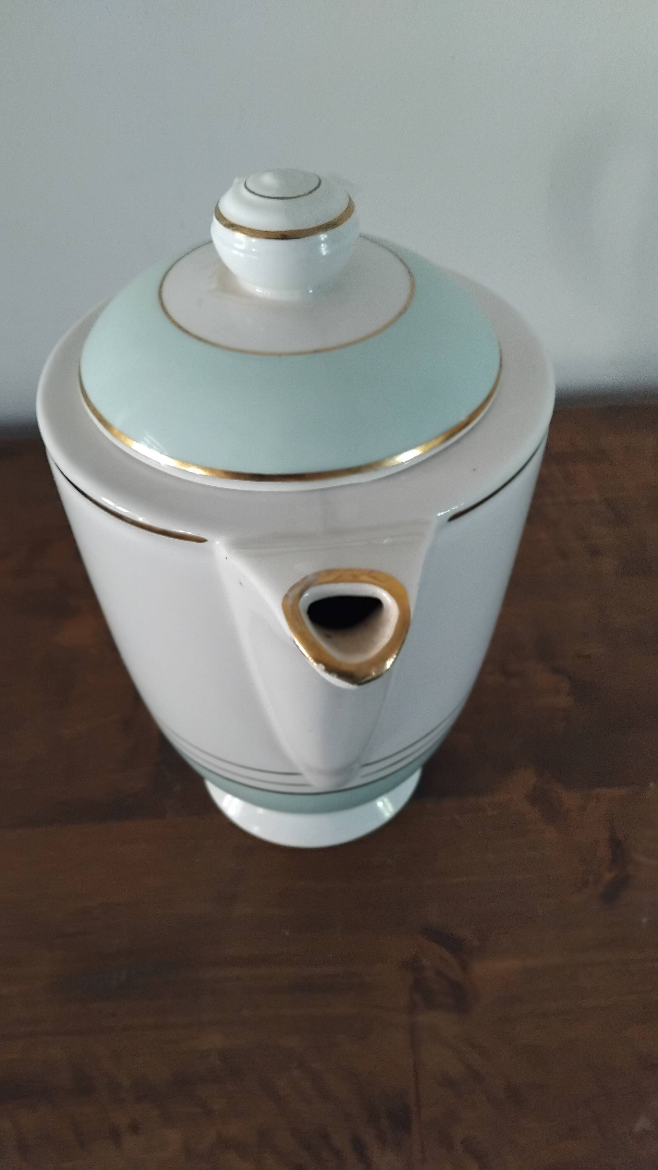 Half-porcelain coffee pot Lunéville Art Deco