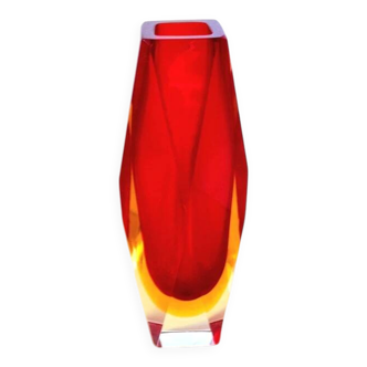 Sommerso vase prism, Flavio Poli, Murano 1970