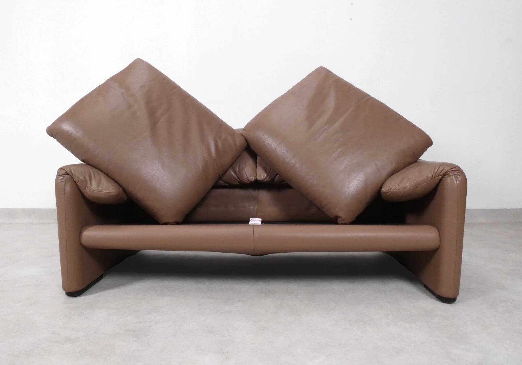 Cassina Maralunga 2 seater in mocca colored leather