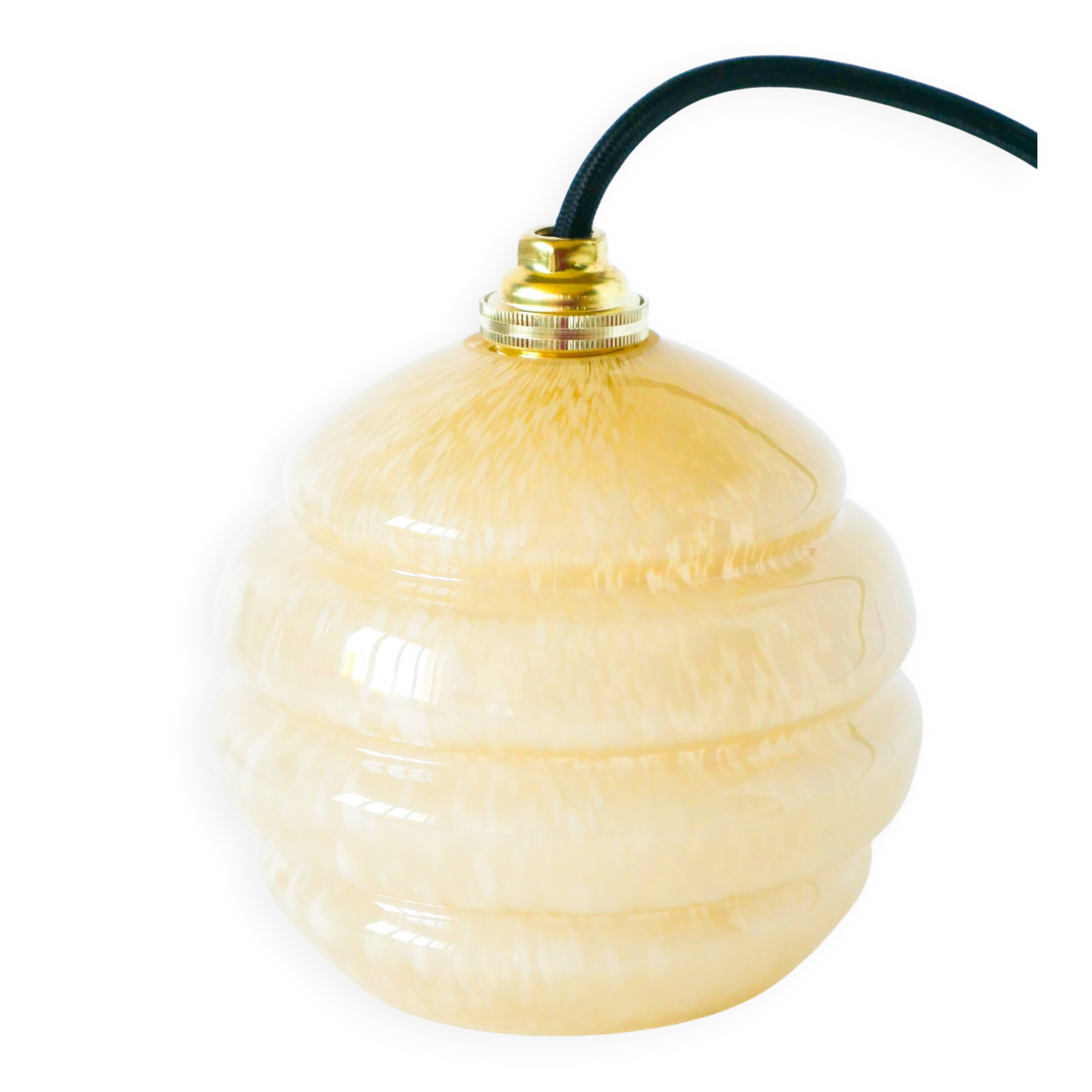 Small glass ball pendant from Clichy, Yellow, 1930