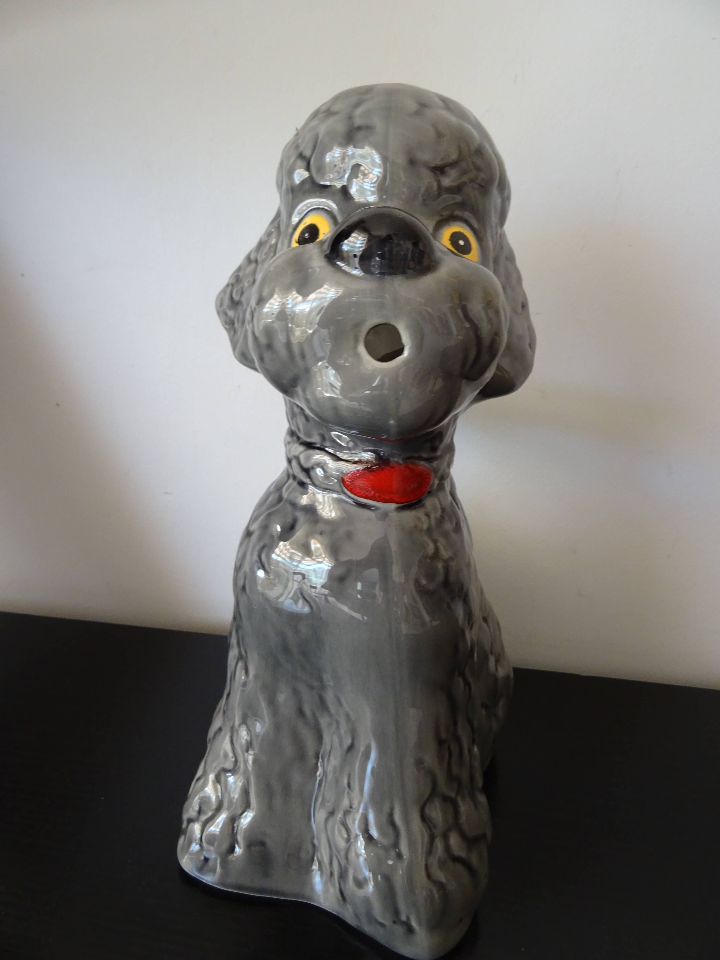 Ceramic carafe pitcher shaped dog poodle year 60/70