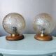 Wooden table lights with 70s gold glass hood