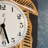 Silent rectangular vintage wall pendulum clock "Jaz ochre gray"