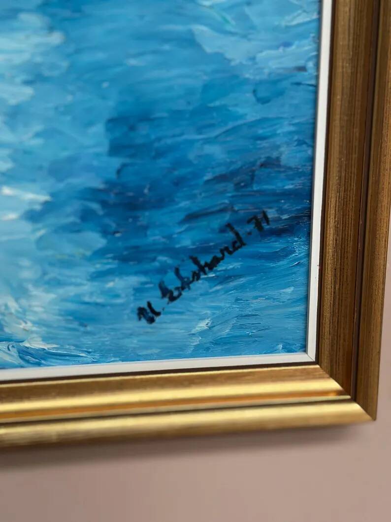 Original Swedish Oil on Panel – “Sailboat on the Water” by U. Ekshard – Signed – Dated 1971 – Vintage & Framed