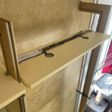 Library, vintage glass and gold aluminium display case, 1980s.