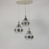Mid century adjustable glass chandelier by pokrok zilina, 1970s