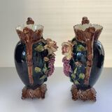 Art Nouveau Pair of Barbotine Vases France