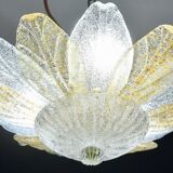 Petite vintage Italian Murano glass amber and transparent ceiling light