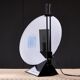 Postmodern Rhombus Shaped Table Lamp with Abstract Blue Stripes on Frosted Murano Glass