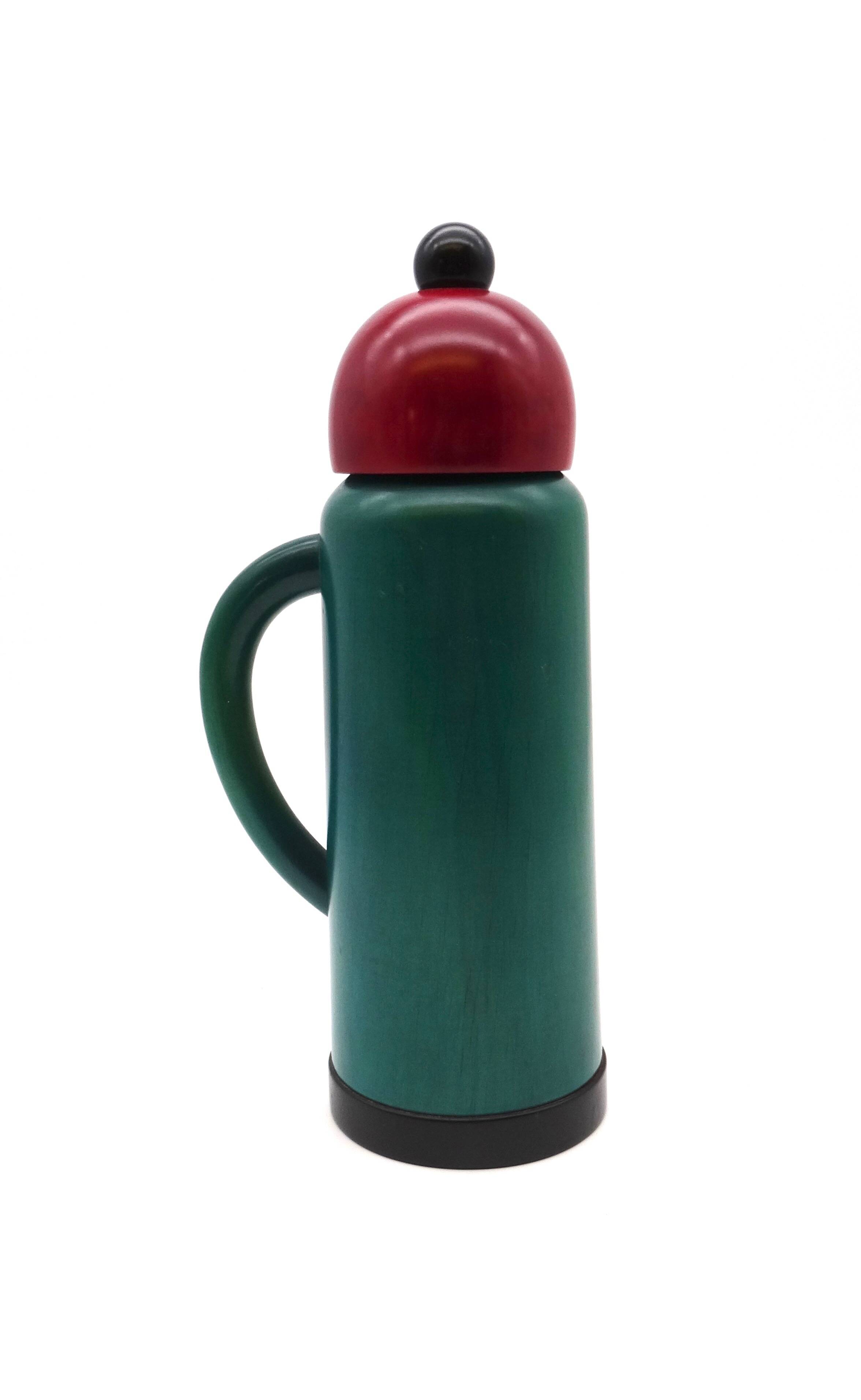 Carafe thermos en bois postmoderne des années 80 de l’âge de memphis fait à la main par pietro manzoni italie estampillé