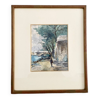 Aquarelle ancienne signée et datée de 1932