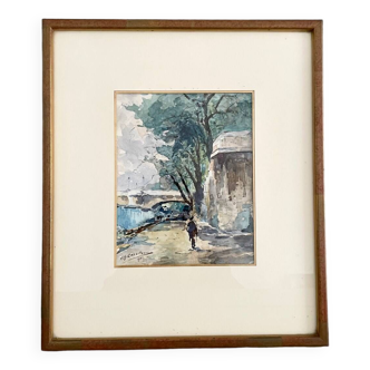 Old watercolor signed and dated 1932