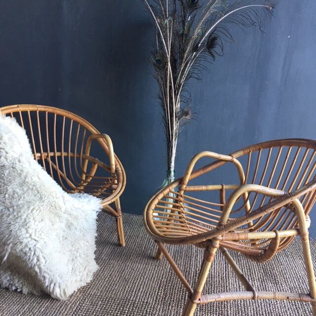 Pair of armchairs rattan year 60