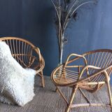 Pair of armchairs rattan year 60