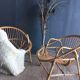 Paire de fauteuils rotin année 60