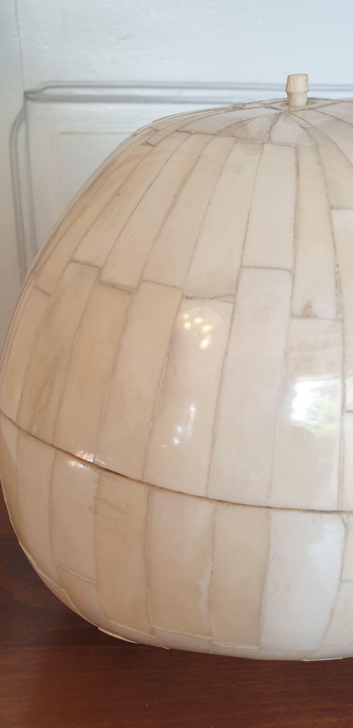 Coconut ice cube bucket, 50s marquetry