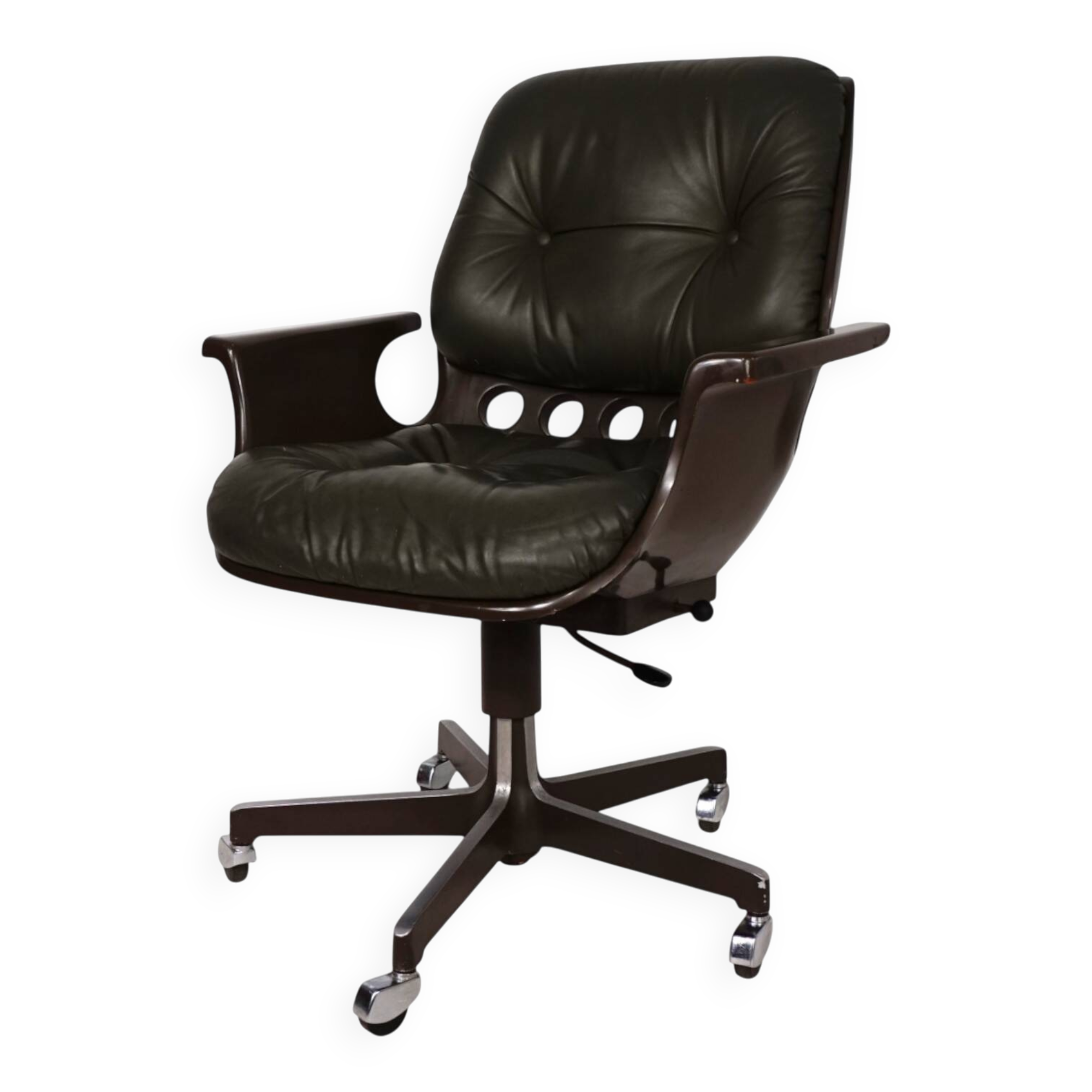 Stoll Giroflex 7112 Space Age leather office chair by Martin Stoll, 1970