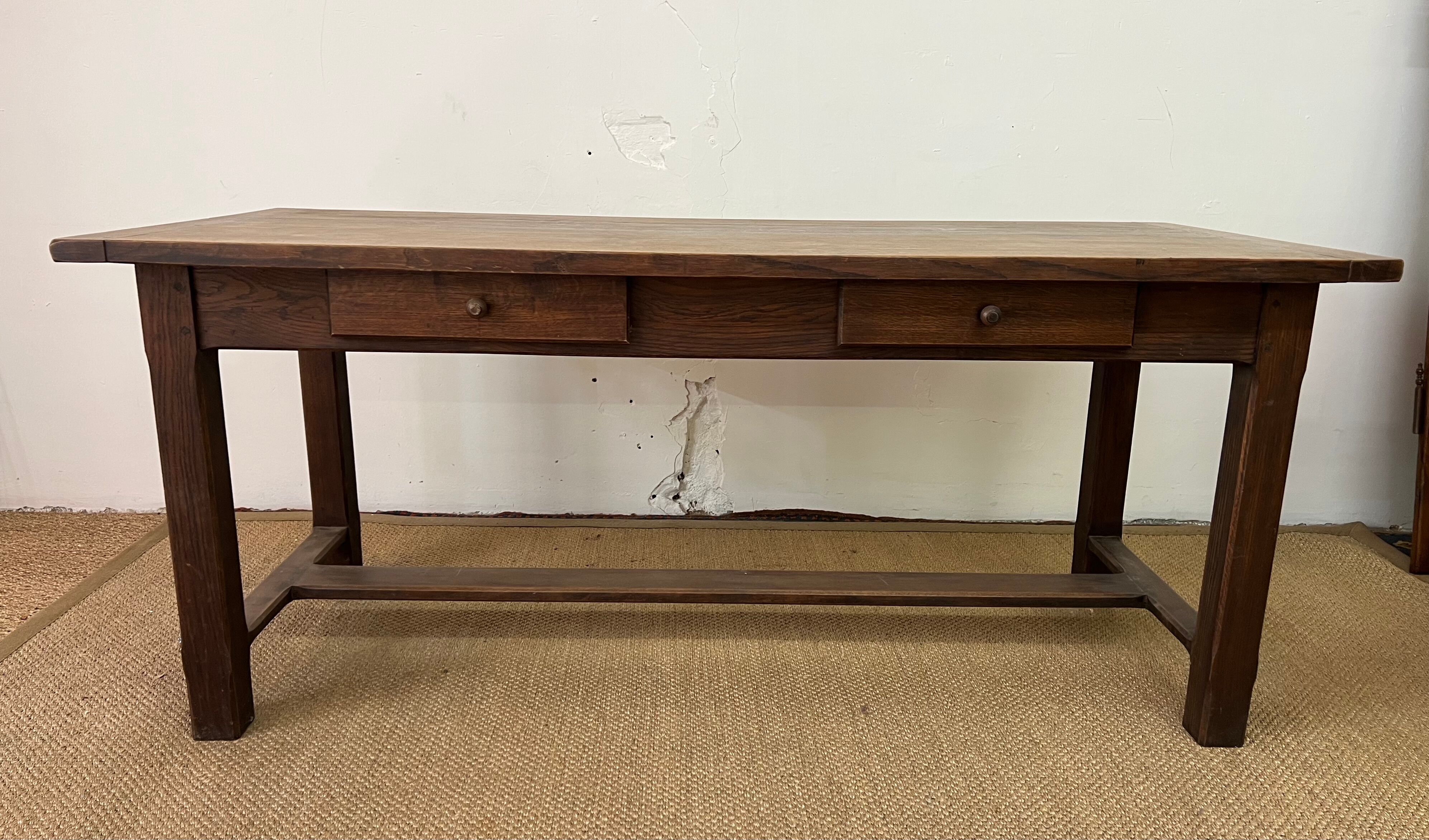 Wooden farmhouse table