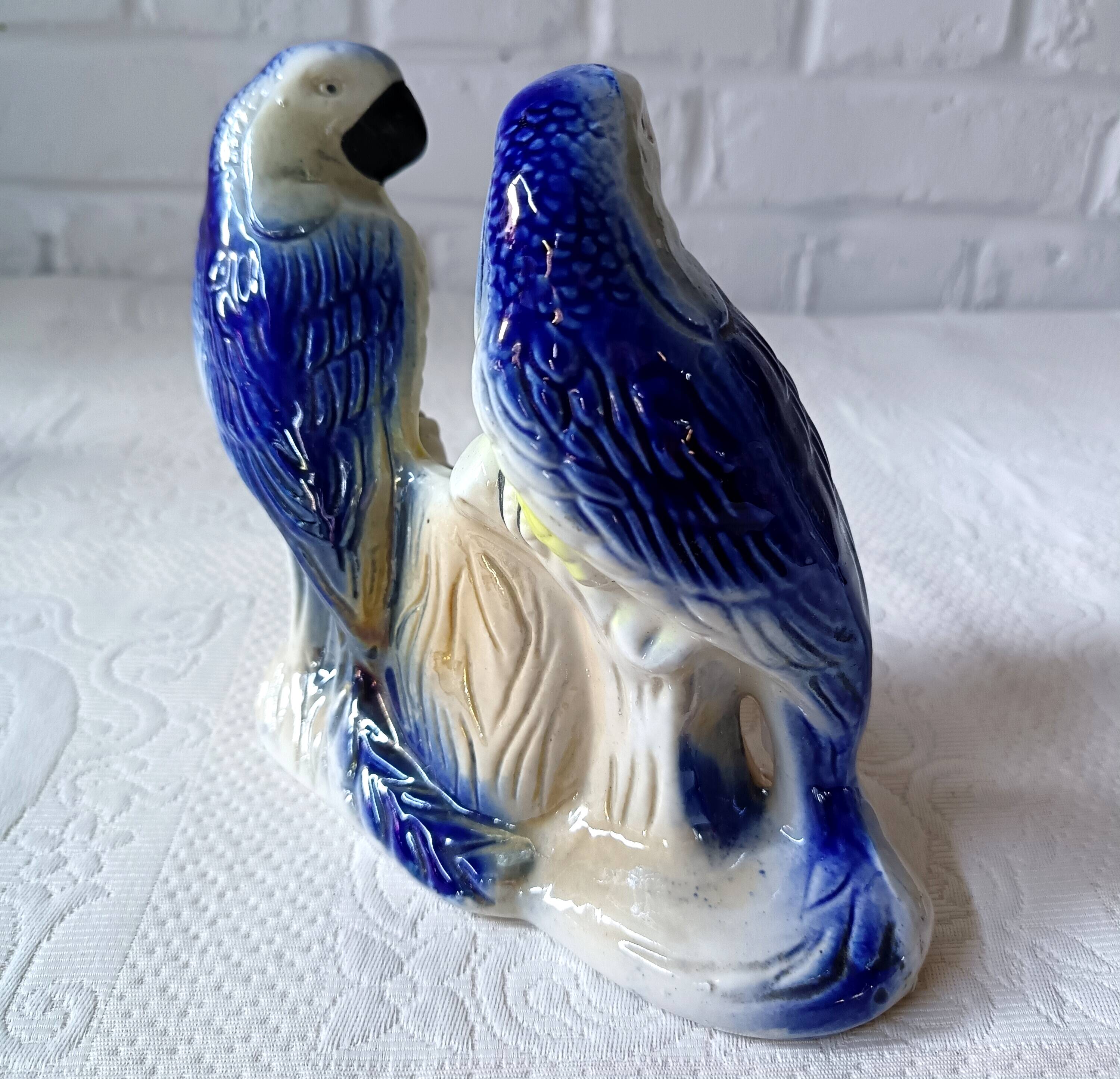 Vintage kitsch iridescent porcelain bird statuette