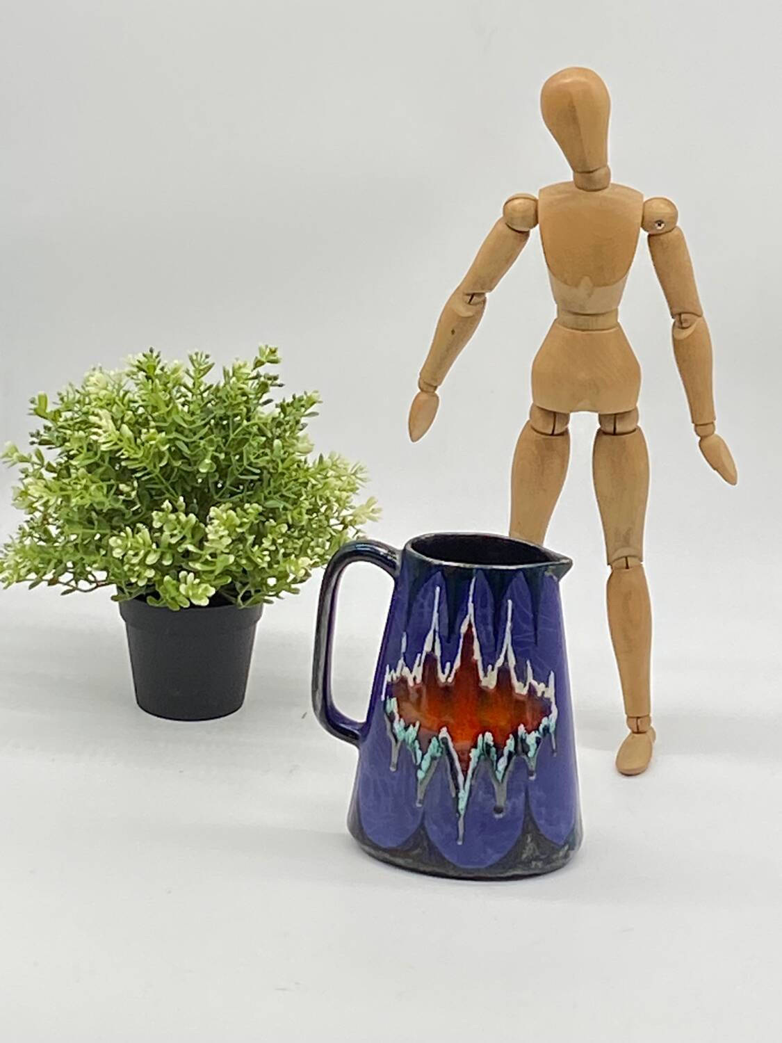 Vintage ceramic pitcher / vase, Vallauris style, signed LEP,