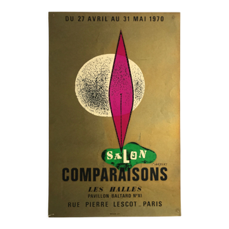 Affiche en lithographie de jean piaubert, salon comparaisons, 1970, mourlot imp