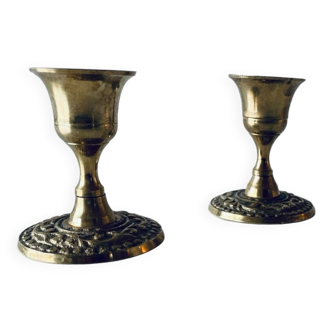 Pair of gilded brass candlesticks