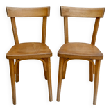 Pair of Baumann bistro chairs in light wood